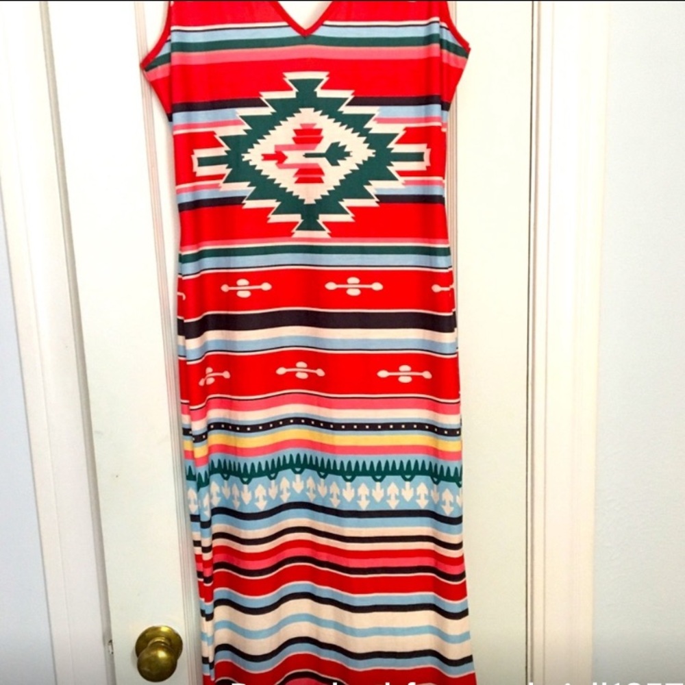 Colorful Southwest Print Maxi Dress